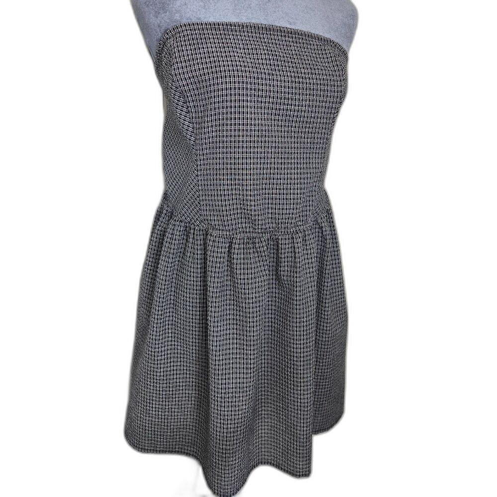 No Boundaries Smocked Checkered Dress Skirt XL Black White Stretch